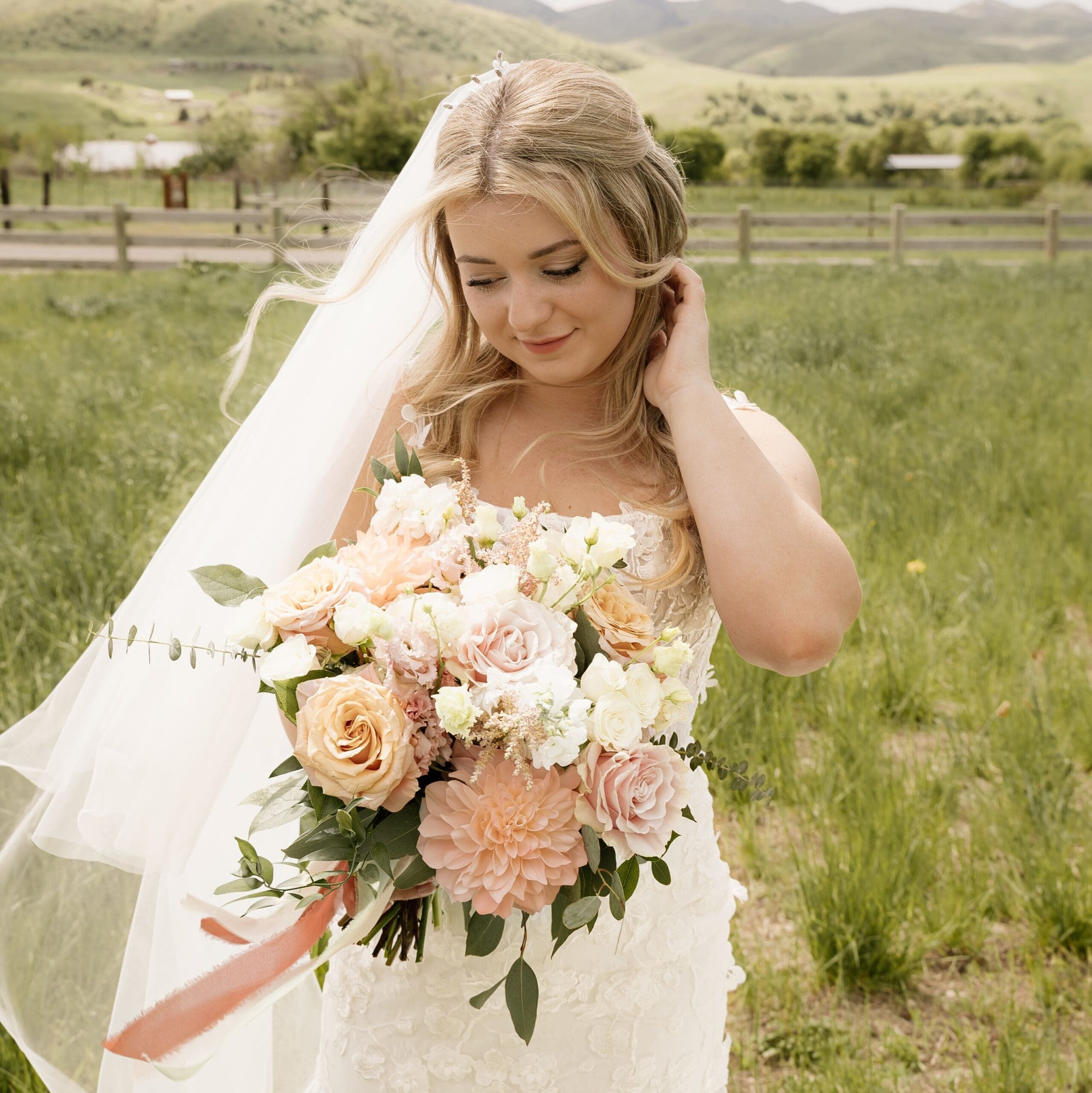 blush and white bridal bouquet