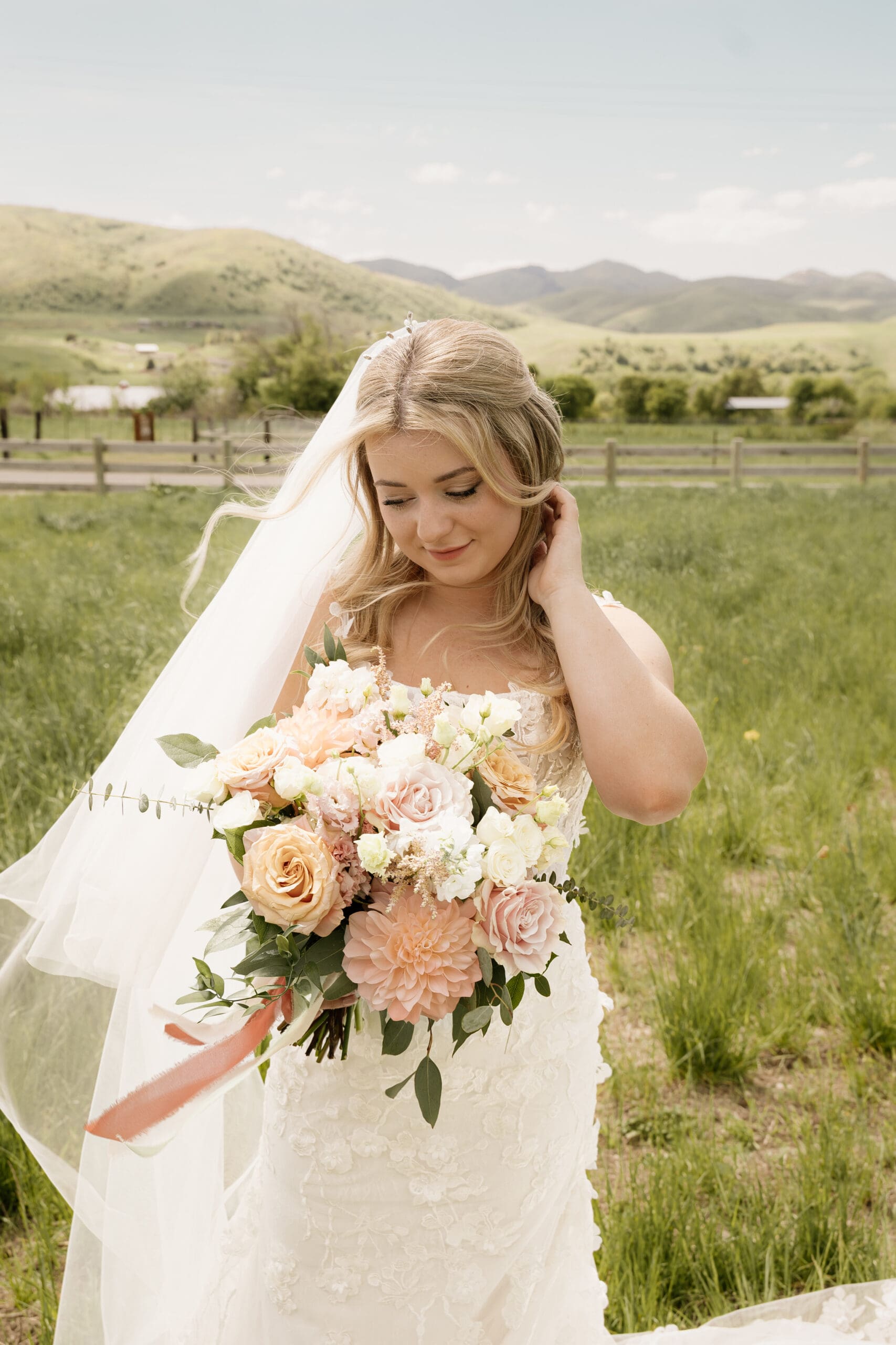 blush and white bridal bouquet